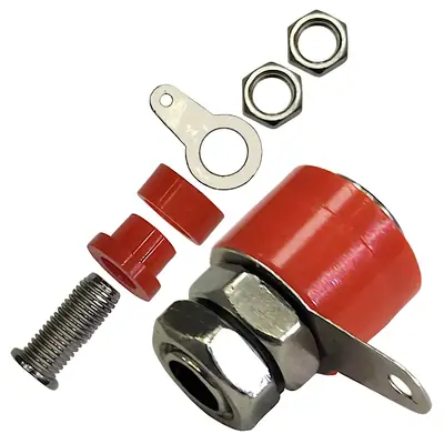Detalles accesorios de Ficha Banana Hembra Jack Chasis Rojo Corta
