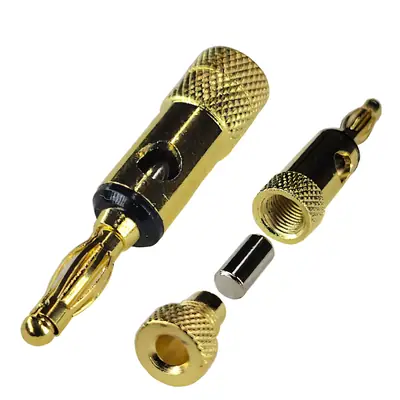 Detalles accesorios de Ficha Banana Plug Macho Metal Negro