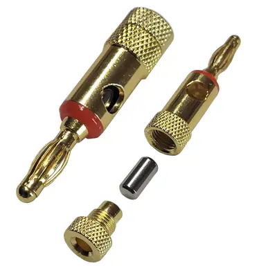 Detalles accesorios de Ficha Banana Plug Macho Metal Rojo