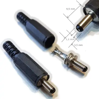 Detalles accesorios de Ficha Dc Hueco 3,5 X 1,1 X 9,5 Mm Plug Macho