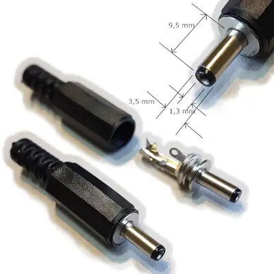 Detalles accesorios de Ficha Dc Hueco 3,5 X 1,3 X 9,5 Mm Plug Macho