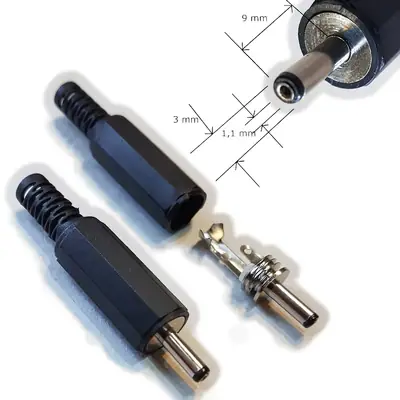 Detalles accesorios de Ficha Dc Hueco 3 X 1,1 X 9 Mm Plug Macho