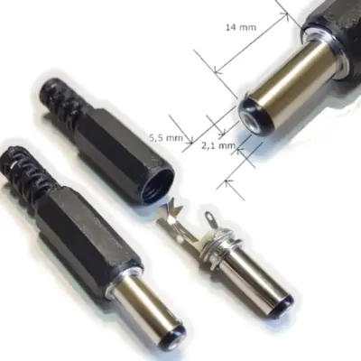 Detalles accesorios de Ficha Dc Hueco 5,5 X 2,1 X 14 Mm Plug Macho