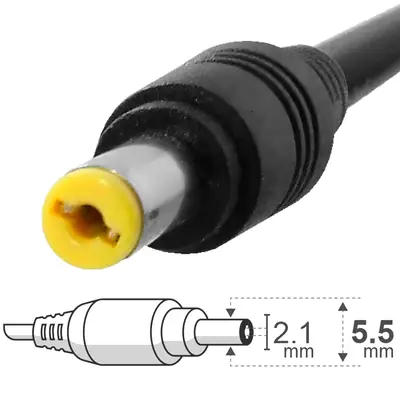 Vista lateral de Fuente Switching 12V 2A Con Ficha 5,5 X 2,1 Mm