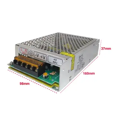 Vista lateral de Fuente Switching 12V 5A Metalica Con Bornera
