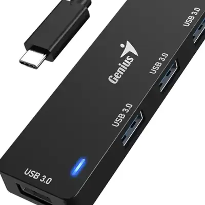 Detalles accesorios de Hub Usb C 3.0 4 Puertos Usb A 3.0 Negro Cable 15Cm Plastico