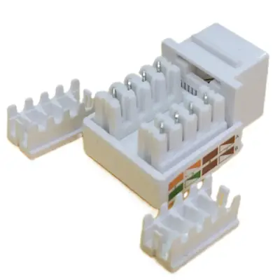 Vista lateral de Ficha Jack Rj45 Cat 6 Glc 110 Ce-4009 Blanco