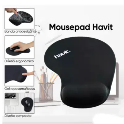 Vista lateral de Mouse Pad Con Apoyamu#Ecas 19 X 22,8 cm De Gel Havit MP802