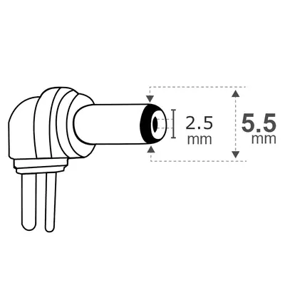 Detalles accesorios de Plug Hueco 5,5 X 2,5 Mm Intercambiable Macho 90 Grados Polarizado