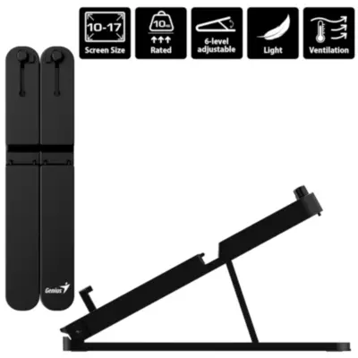 Detalles accesorios de Soporte Apoya Notebook / Tablet Plegable Genius G-Stand M200