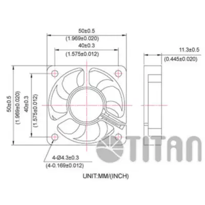 Detalles accesorios de Fan 50Mm 3Pin 10Mm Espesor 4500Rpm Ruleman Titan