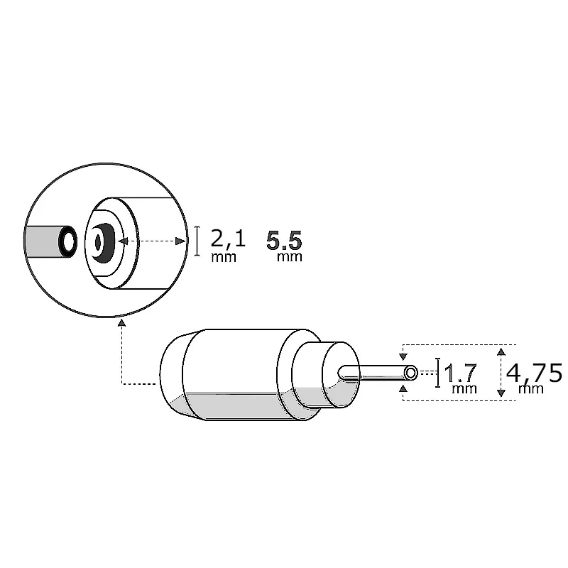 Miniatura 3 de DC hueco: Adaptadores 5,5x2,1 mm marca Arwen modelo AD-1.7-48/2.1