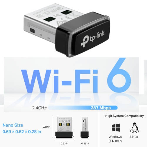 Adaptador Wifi Usb Dual Band Tp-Link Archer T1U Nano Ax300 Wifi6 Adaptador Wifi Usb Dual Band Tp-Link Archer T1U Nano Ax300 Wifi6