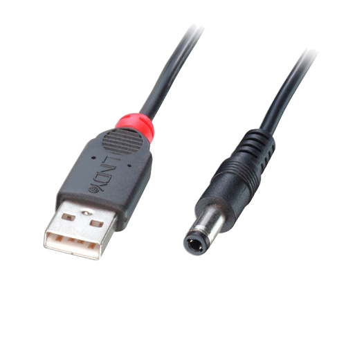 CABLE USB A MACHO / PLUG DC 2,1mm x 5,5mm 0,70 MTS LONG