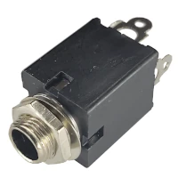 Conector Ficha Estereo Jack 6,5 Hembra Plastico Chasis C/Corte Rosca