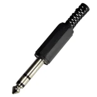 Conector Ficha Estereo Plug 6,5 Macho Plastico Negro