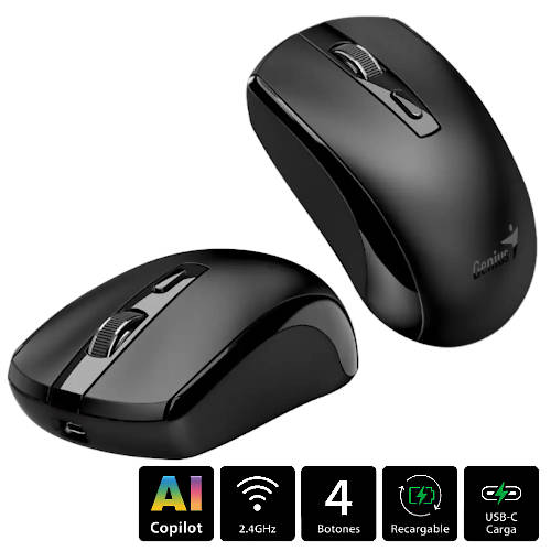 Mouse Inalambrico Genius Eco-8150 Recargable Negro