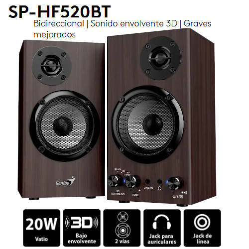 Parlantes 220V Genius Sp-Hf520Bt Bt5.3 Marron 20W Parlantes 220V Genius Sp-Hf520Bt Bt5.3 Marron 20W