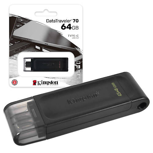 PENDRIVE 64GB USB TYPE C 3.2 KINGSTON DATA TRAVELLER DT70