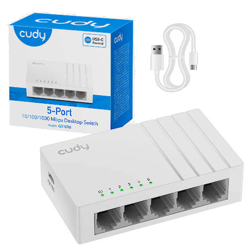 Switch 5 Puertos Gigabit Cudy GS105U USB-C