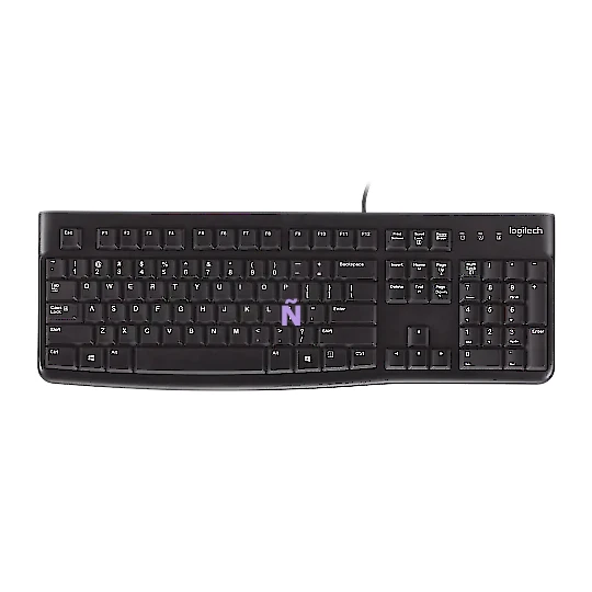 Vista lateral de Teclado Usb Logitech K120 Espanol Negro