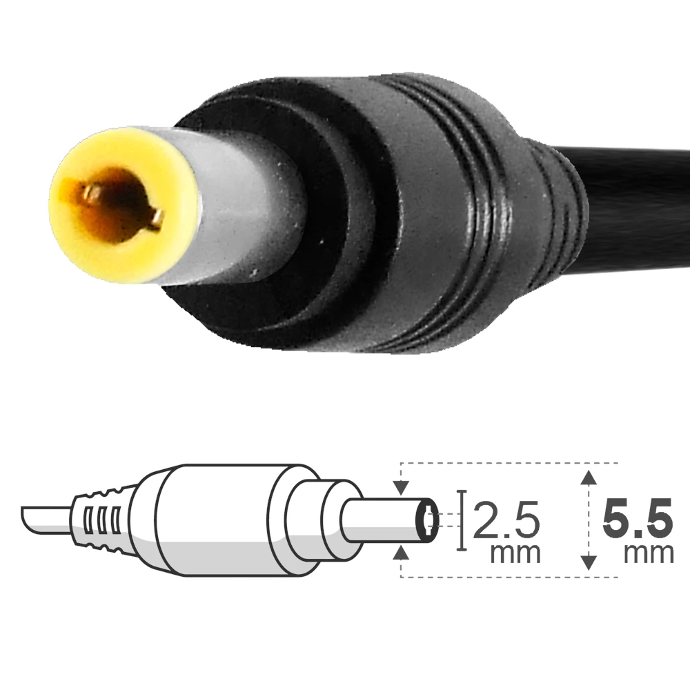 Vista lateral de Fuente 19 V 3,42 A Ficha 5,5 X 2,5 Mm A Belsic 24142 Cargador P/Notebook