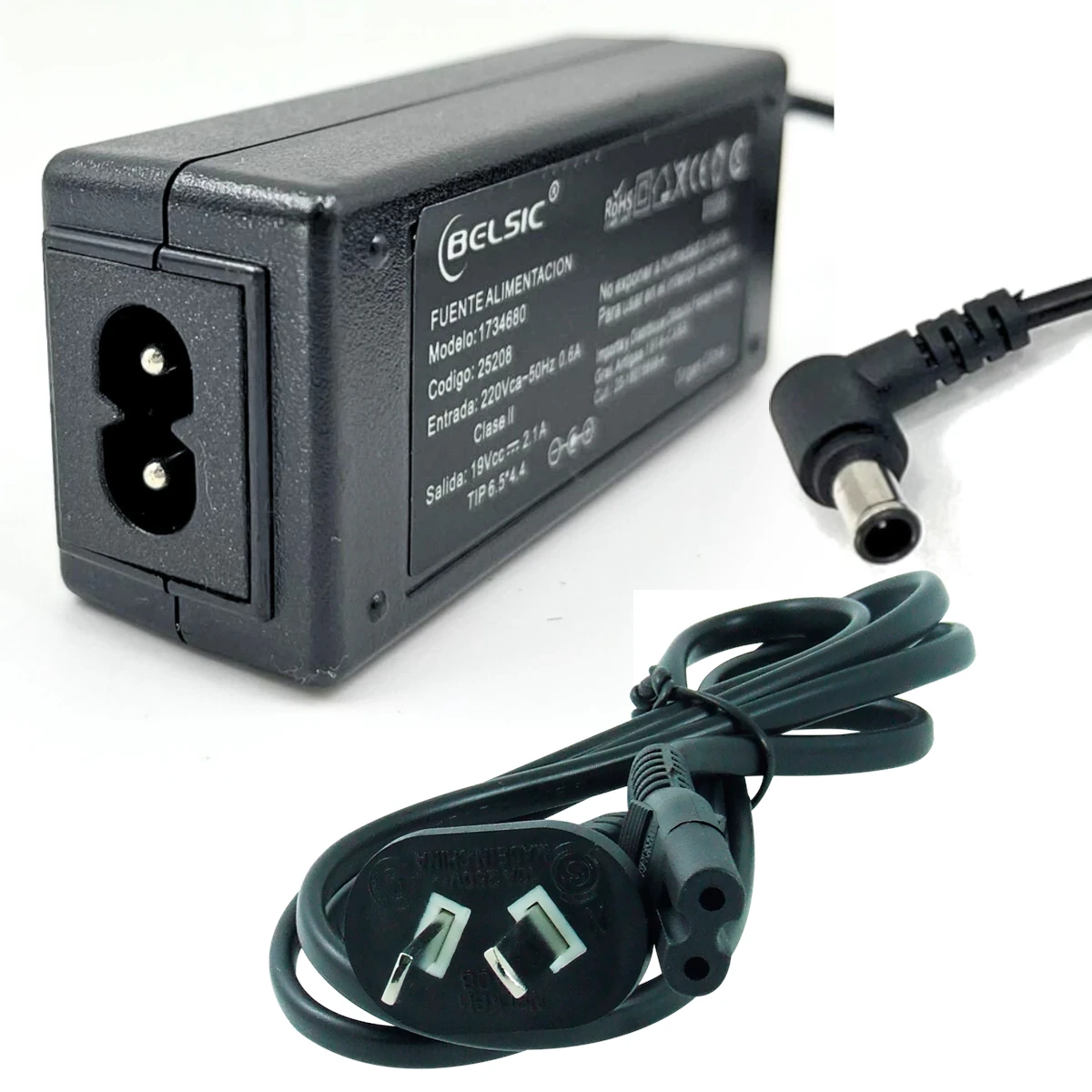 Fuente 19 V 2,1 A Belsic 25208 Cargador P/Notebook Ficha 6,5 X 4,4 Mm 