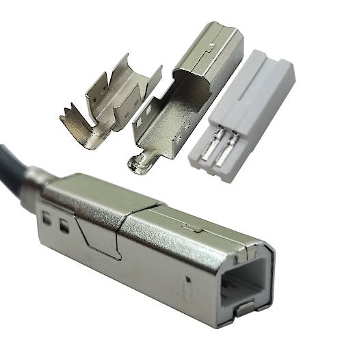 CONECTOR FICHA USB 2.0 B MACHO A CABLE METAL