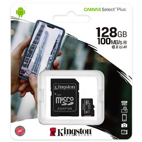MEMORIA MICRO SD XC 128GB KINGSTON CL10 CANVAS SELECT PLUS 100 MBPS
