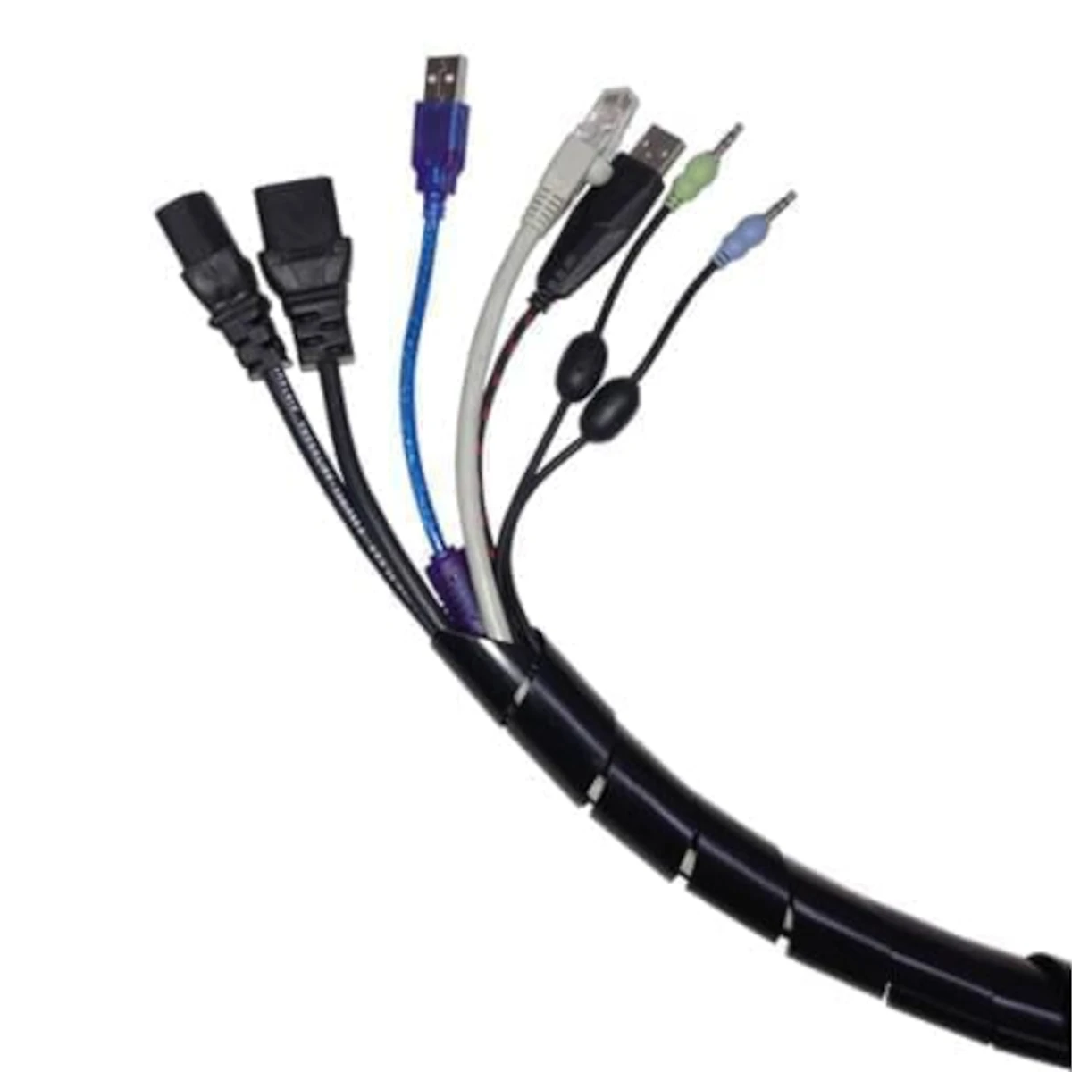 Vista lateral de Ordenador De Cables Espiral De 30Mm Diametro X 5M Long