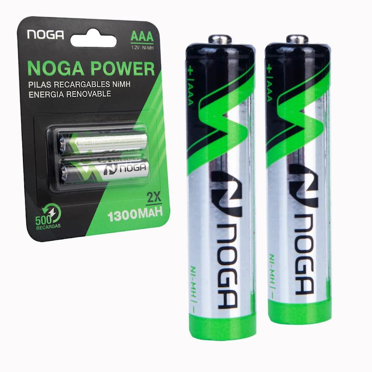 Detalles accesorios de Pila Aaa Recargable 1300Mah Noga Nickel Metal Blister X2